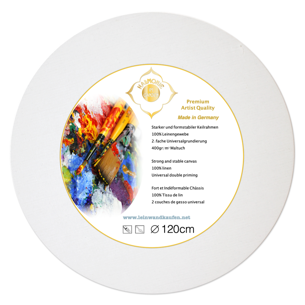 Keilrahmen Leinwand rund 400g Leinen 120cm